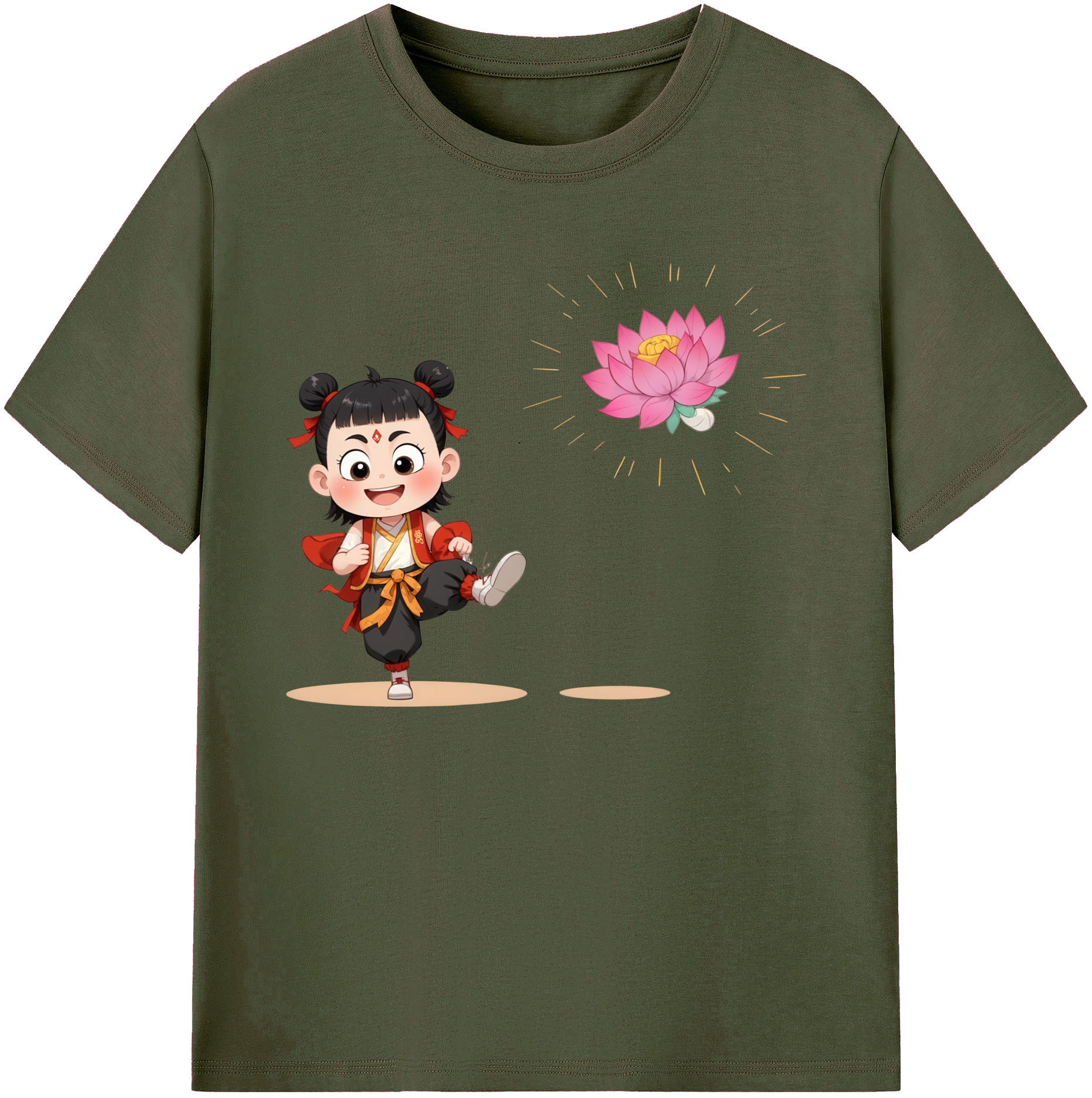 （画像用） Ne Zha 2 ナタ 魔童の大暴れ 綿100％ メンズ半袖Tシャツ｜肌触りやわらか＆通気性
